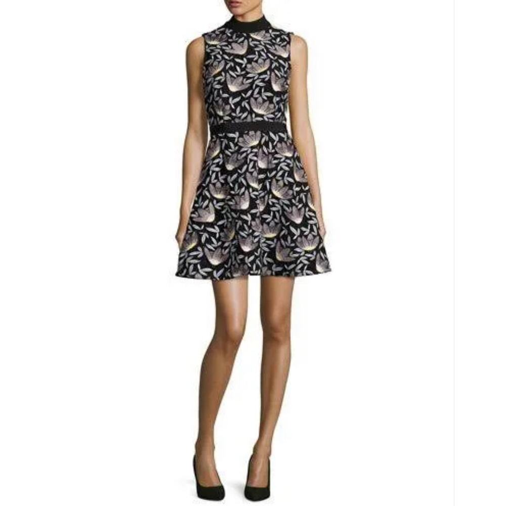 Self-Portrait Peony Fit‎ & Flare Embroidered Mini Dress Baby Blue Size 4
